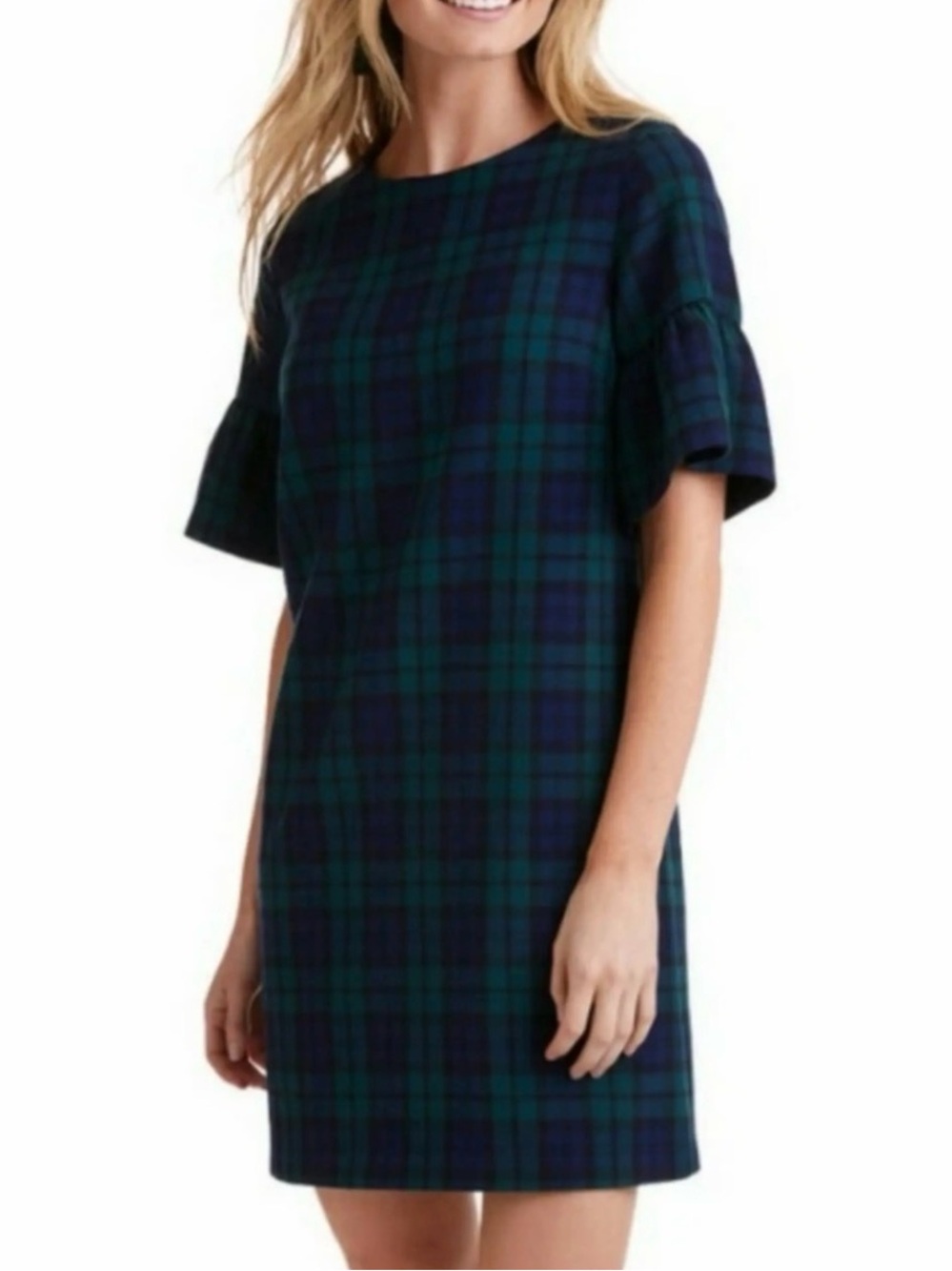 VINEYARD VINES Blackwatch Flutter Sleeve Plaid Dress Womens Size 6